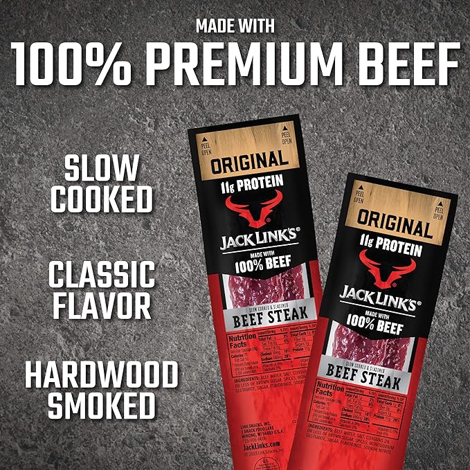Jack Link's Beef Steak, Original - Protein Snacks, Meat Snack with 12g of Protein, Made with 100%