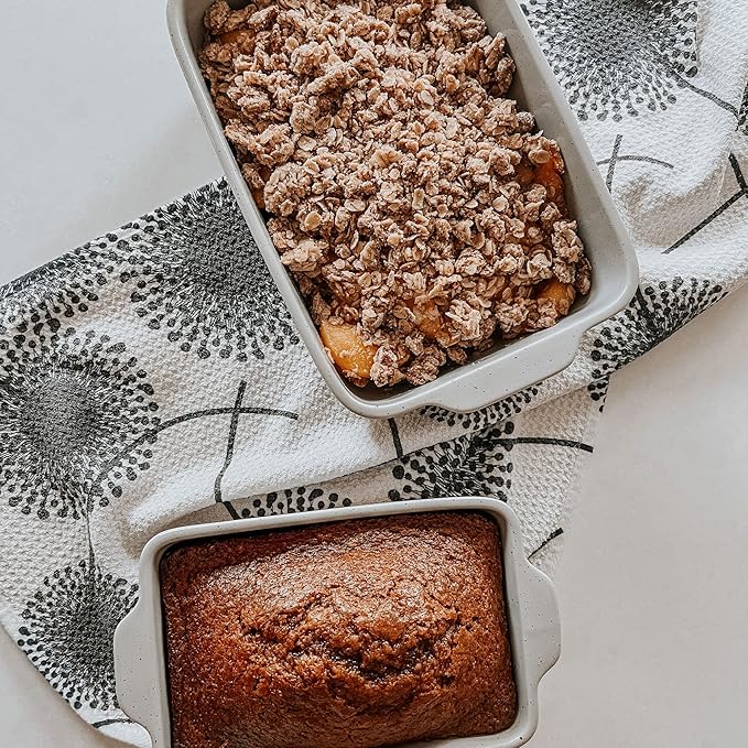 Mora Ceramic Set of 2 Baking Dishes For Casserole, Banana Bread, Brownies, Broiling, Roasting, and