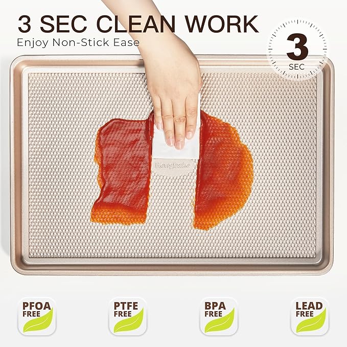 HONGBAKE Baking Sheet Pan Set of 3, Cookie Sheets for Oven, Nonstick Half/Quarter/Jelly Roll Pans