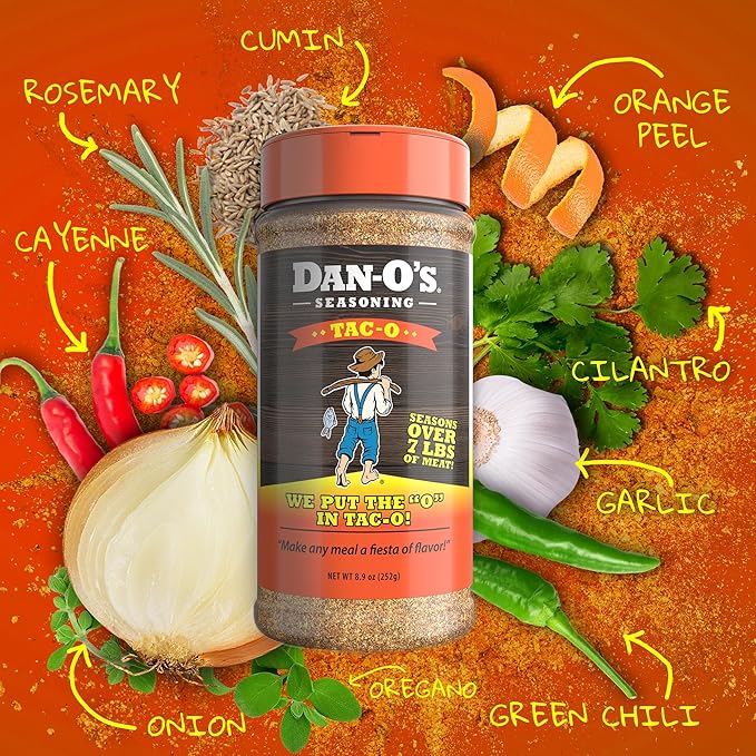 Dan-O's Tac-O Seasoning, 8.9 oz Bottle, All Purpose Taco Seasoning for Tacos, Quesadillas, Ground
