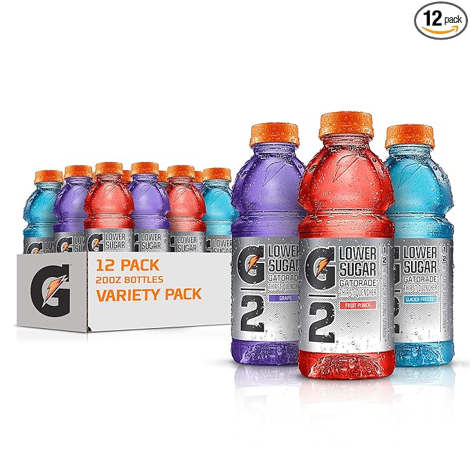 Gatorade G2 Thirst Quencher Sports Drink, Variety Pack, 20oz Bottles, 12 Pack, Electrolytes for