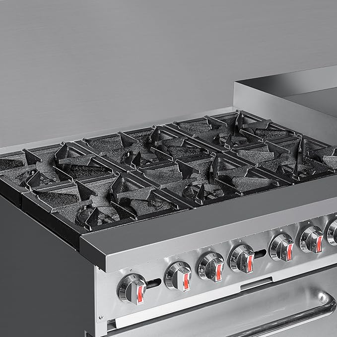 KoolMore KM-CRG60-LP 60 in. 6 Burner Commercial Liquid Propane Range with 24 in. Griddle, Solid