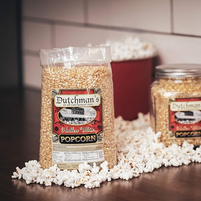 Dutchman's White Popcorn: Medium Popcorn Kernels for Popping in Microwave, Stovetop - Non GMO and