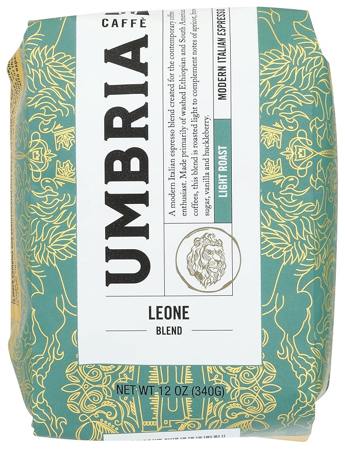 Caffe Umbria Fresh Seattle Whole Bean Roasted Coffee, Leone Blend Light Roast 12oz. bag