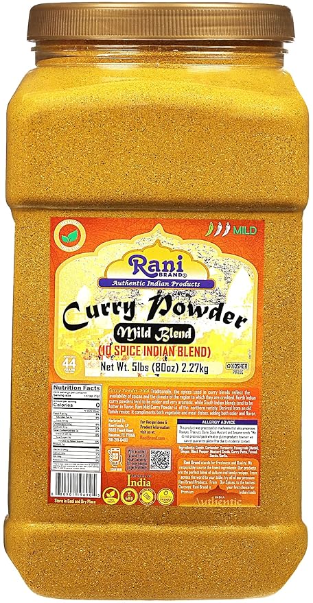 Rani Curry Powder Mild (10-Spice Authentic Indian Blend) 5lbs (2.27kg) PET Jar ~ All Natural |