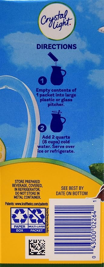 Crystal Light Lemon Decaf Iced Tea Natural Flavor Drink Mix, 12-Quart Canister (Pack of 4)