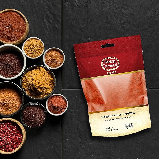 Kashmiri Chili Powder | 14 oz resealable bag | All Natural Deggi Mirch powder | by Spicy World