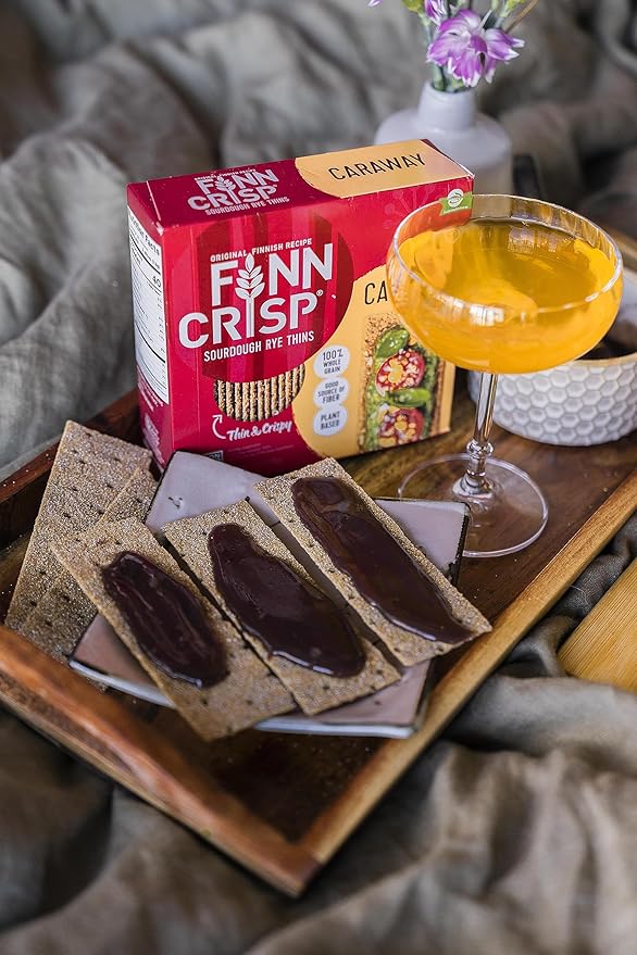 Finn Crisps Rye Crispbread with Caraway 7oz | Thin, Crispy Rye Flatbreads with Caraway | Authentic