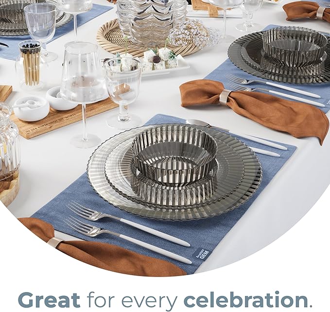 Exquisite 40 Piece Plastic Disposable Plates Set For 20 Guests I 20 X 9 Inch & 20 X 11 Inch