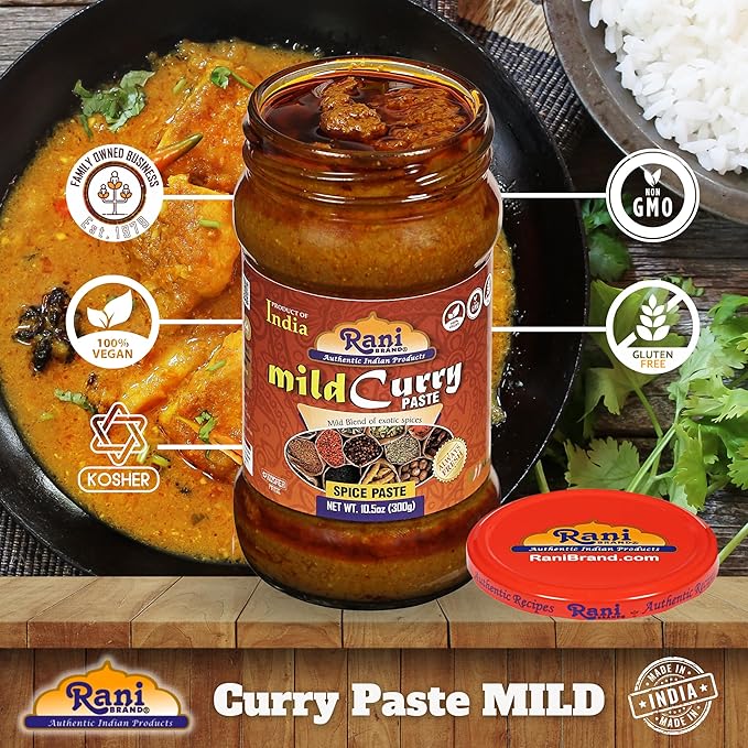 Rani Curry Paste MILD (Spice Paste) 10.5oz (300g) Glass Jar, Pack of 5+1 FREE ~ No Colors | All