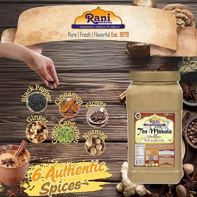 Rani Tea (Chai) Masala Indian Spice Blend 80oz (5lbs) 2.27kg Bulk PET Jar ~ All Natural | Vegan |