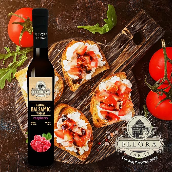Ellora Farms, Raspberry Balsamic Vinegar, Thick and creamy, Barrel aged, No-added sugar, Award