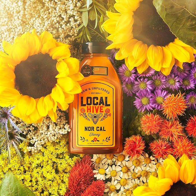 Local Hive North California Raw Unfiltered Honey – 16 oz, 100% Pure US Honey, Sourced from American