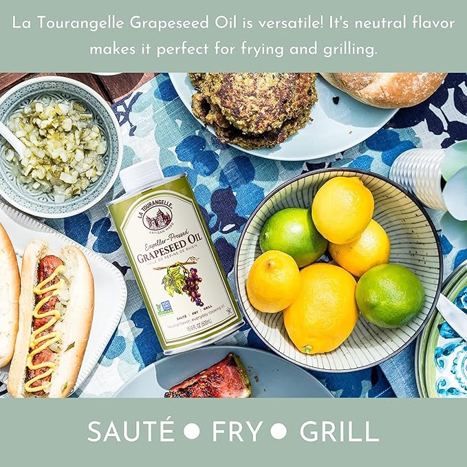 La Tourangelle, Expeller-Pressed Grapeseed Oil, High Heat Neutral Cooking Oil, Cast Iron Seasoning