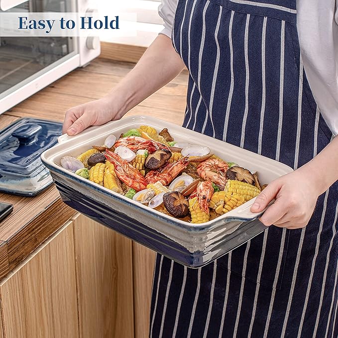 LOVECASA 4.5 Quart Ceramic Casserole Dish with Lid, 9x13 Baking Dish for Oven, Lasagna Pan Deep