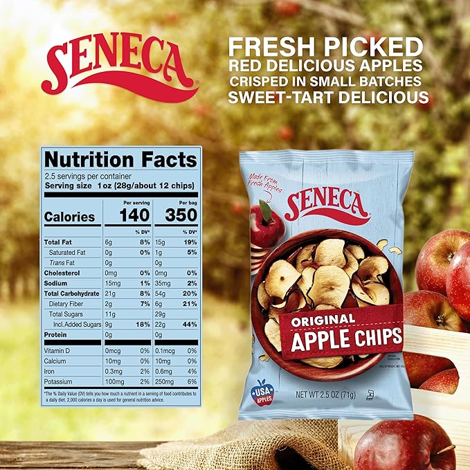 Seneca Original Apple Chips | Made from Fresh 100% Red Delicious Apples | Yakima Valley Orchards |