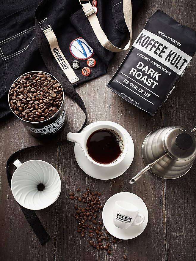 Koffee Kult Dark Roast Whole Bean Coffee - Small Batch 100% Arabica Gourmet Blend, Smooth and Well