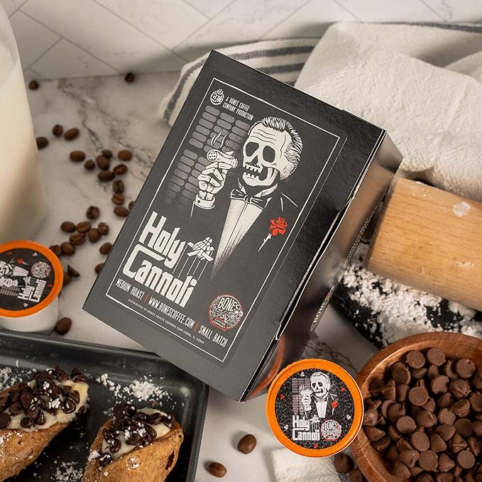 Bones Coffee Company Flavored Coffee Bones Cups Holy Cannoli Flavored Pods | 12ct Single-Serve