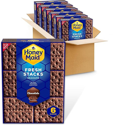 HONEY MAID Fresh Stacks Chocolate Graham Crackers, Bulk Travel Snacks, 6 Boxes (36 Multi Snack