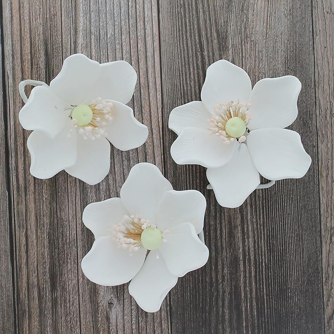 Global Sugar Art Poppy Anemone Sugar Cake Flowers, White with Green Center, 3 Count by Chef Alan