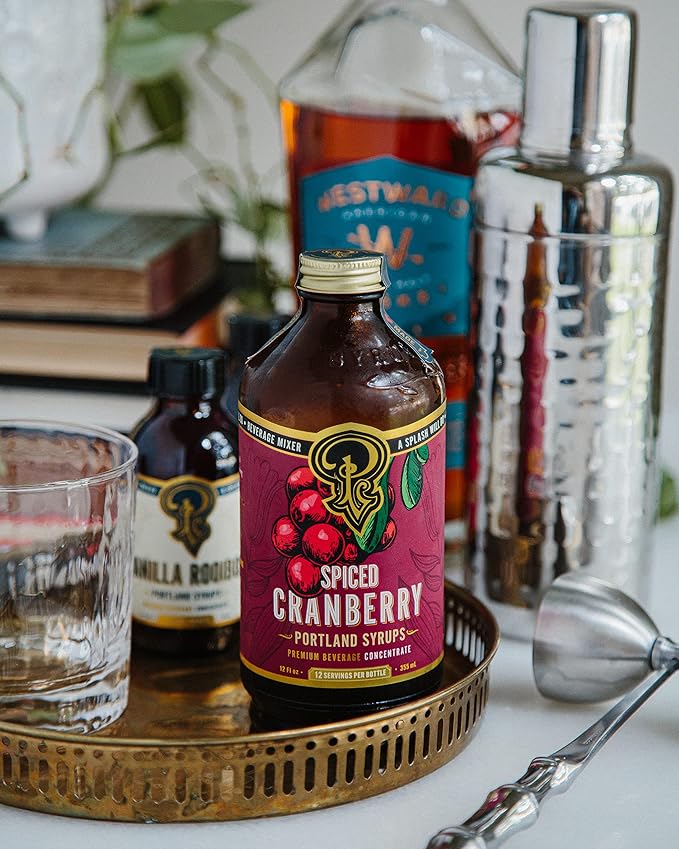 Portland Syrups Spiced Cranberry Syrup - Drink Mixer for Crafting Cocktails, Mocktails, & Seasonal
