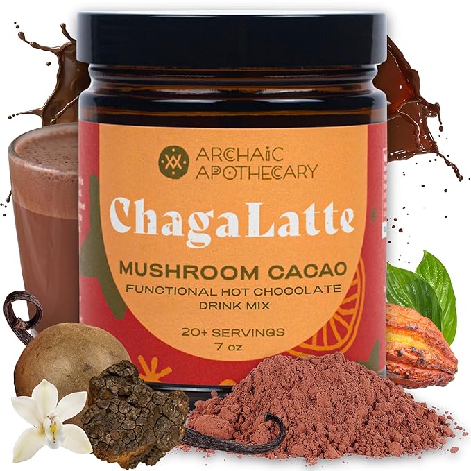 ChagaLatte - Cacao & Mushroom Beverage Blend | Iced Superfood Chaga Supplement & Hot Cocoa | Energy