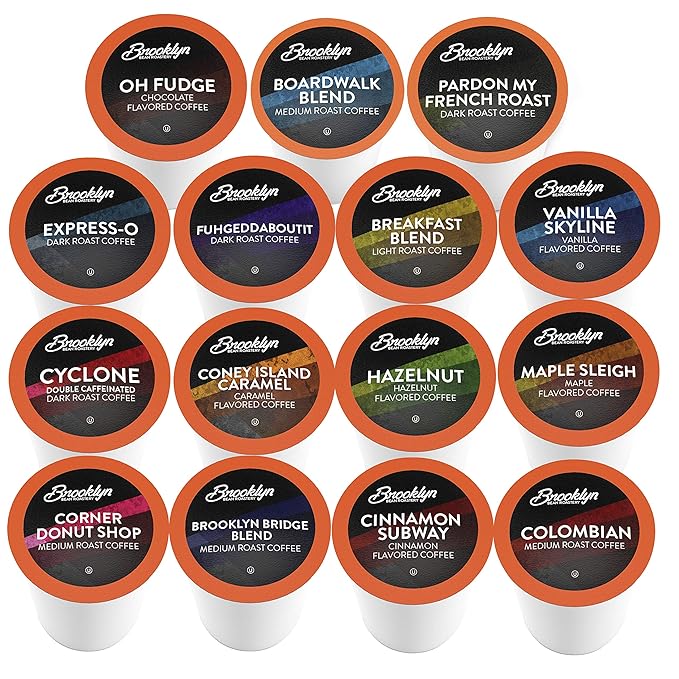 Brooklyn Beans Coffee Pods, Assorted Gourmet Variety Pack - Compatible with Keurig 2.0 K Cup