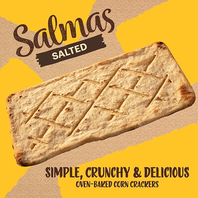 Sanissimo Salmas Salted, 40 packs of 3 Crackers, Oven Baked Corn Crackers, Gluten Free, Non GMO