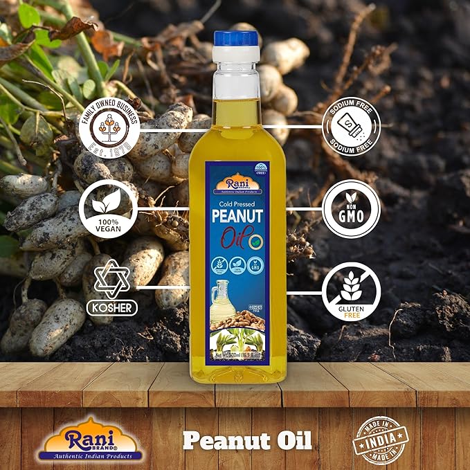 Rani Peanut Oil 16.9 Ounce (500ml) Cold Pressed | 100% Natural | NON-GMO | Kosher | Vegan | Gluten