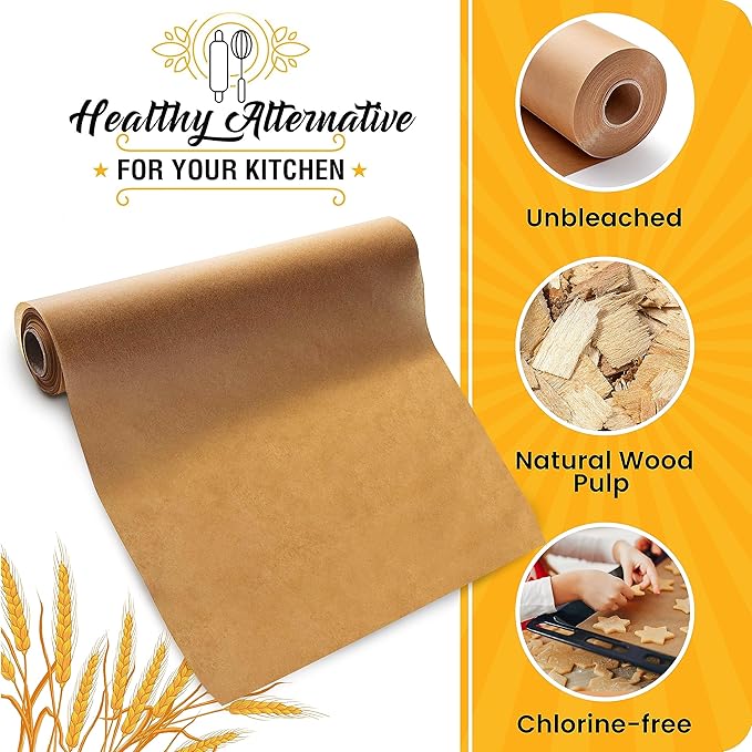 Unbleached Parchment Paper for Baking ??2-Pack 520 Sq.Ft Total - 15 in x 210 ft Baking Paper Roll