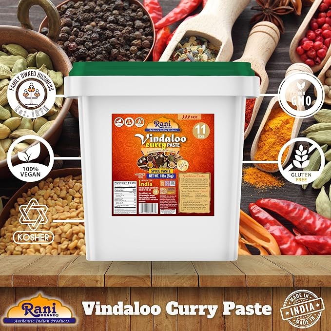 Rani Vindaloo Curry Cooking Spice Paste, Hot! 176oz (11lbs) 5kg Bulk ~ No Colors | All Natural |