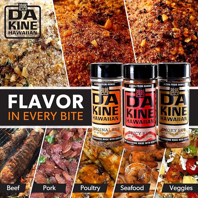 Da Kine Hawaiian Premium BBQ Dry Rub Seasoning Pack - Authentic BBQ Seasoning Blend - Perfect