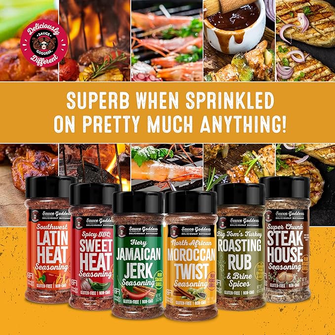Sauce Goddess - Spice 6-Pack Sampler - Seasonings & Spices Gift Set, No Additives, Non-GMO