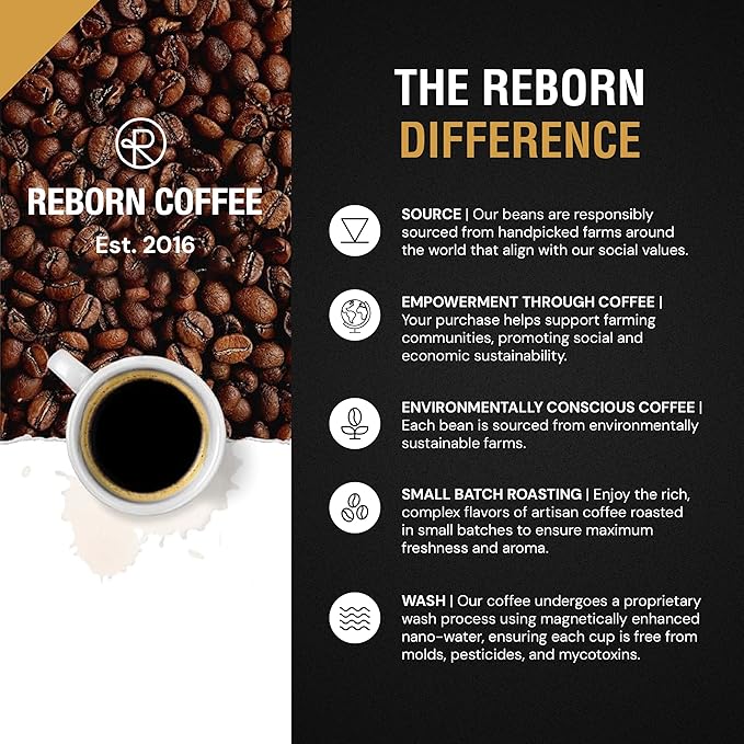 Reborn Coffee Specialty Whole Bean Coffee, Medium Roast, 12 Ounce, Colombia Black Condor Tolima