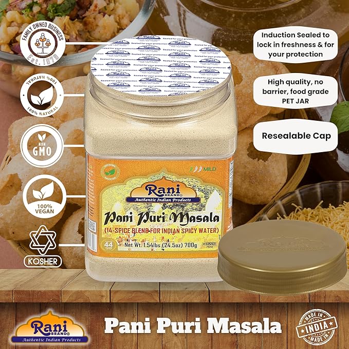 Rani Pani Puri Masala (14-Spice Blend for Indian Spicy Water) 24.5oz (1.54lbs) 700g PET Jar ~ All