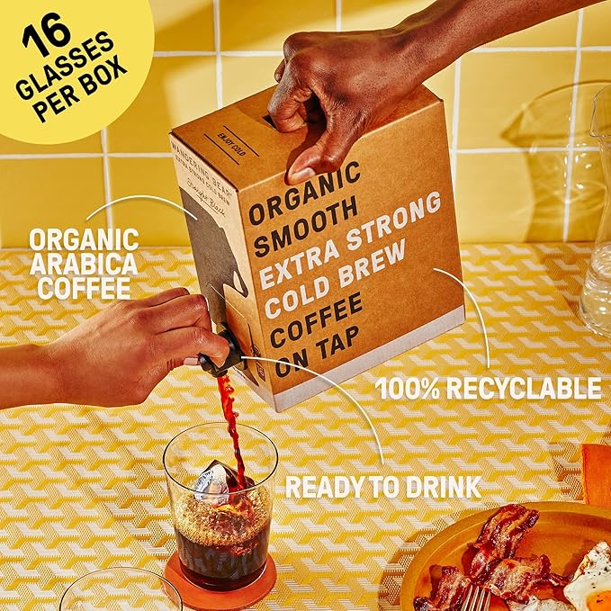 Wandering Bear Organic Caramel Cold Brew Coffee On Tap, 96 fl oz - Extra Strong, Bold, Smooth