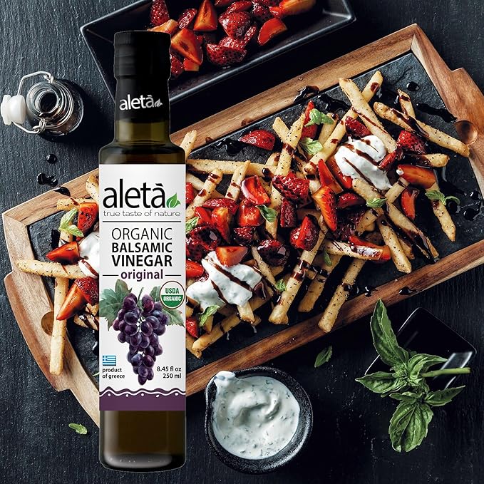 Aleta Farms Balsamic Vinegar, USDA Organic, Aged Flavored Vinegar, Perfect for Salad Dressings