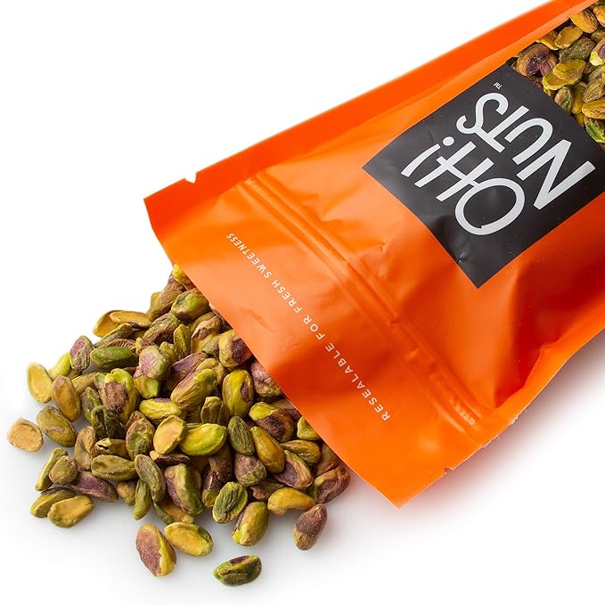 Oh! Nuts Pistachios No Shell - Raw - 100% Natural - 1 lb - Raw Whole California Pistachios - Packed