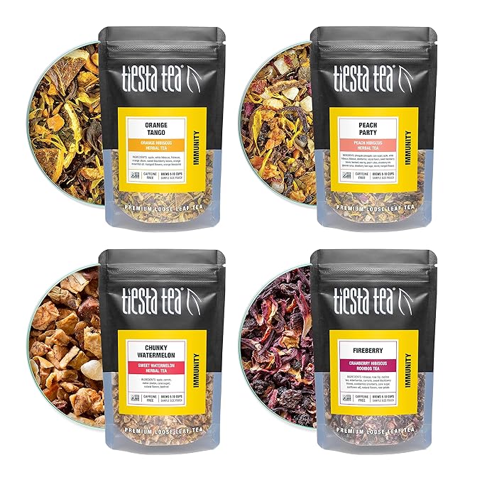 Tiesta Tea - Fruity Tea Sampler Dry Flight Set, Loose Leaf, No Caffeine, Makes Hot and Iced