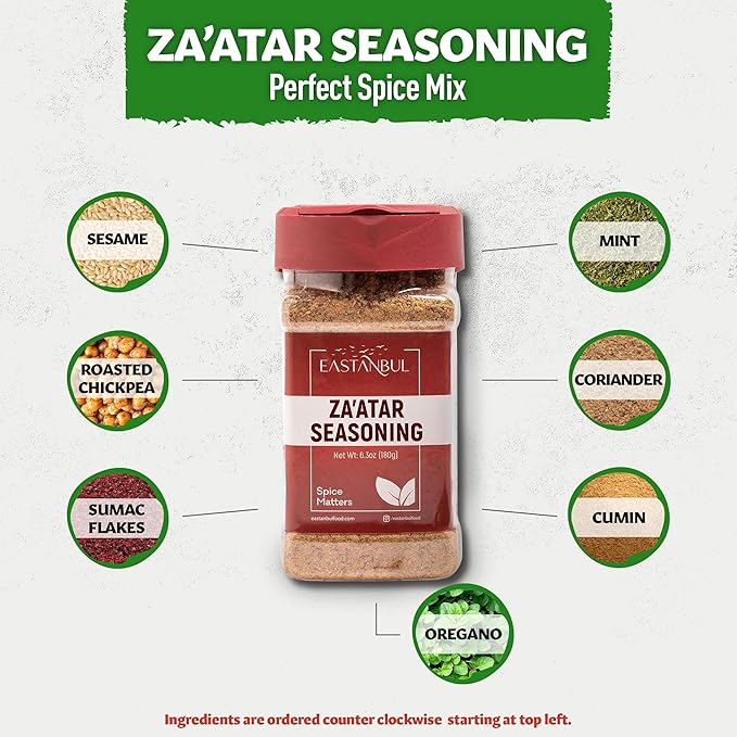Eastanbul Zaatar Seasoning, 6.3oz, Za'atar, Zaatar Spice from Middle Eastern Spices, Perfect for