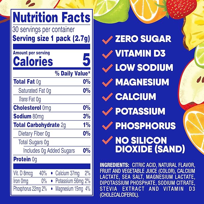 GoHydrate Instant Hydration Powder Packets - Low Sodium Electrolytes Drink Mix - Natural Hydration