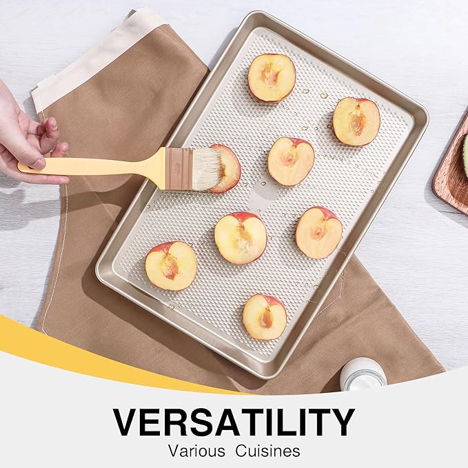 HONGBAKE 2 Pack Half Sheet Baking Pans,Non Stick Baking Sheet for Oven, 57% Thicker Carbon Steel