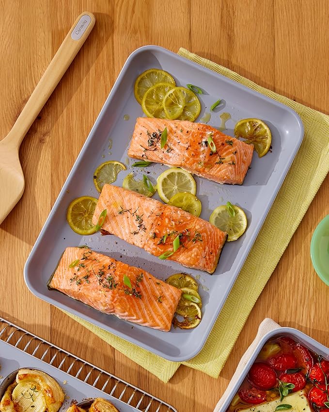 Caraway Nonstick Ceramic Small Baking Sheet Duo (9x13”) – Non-Toxic, PTFE & PFOA Free – Oven Safe