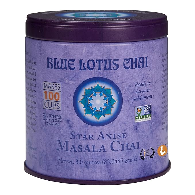 Blue Lotus Chai - Star Anise Masala Chai - Makes 100 Cups - 3 Ounce Masala Spiced Chai Powder with