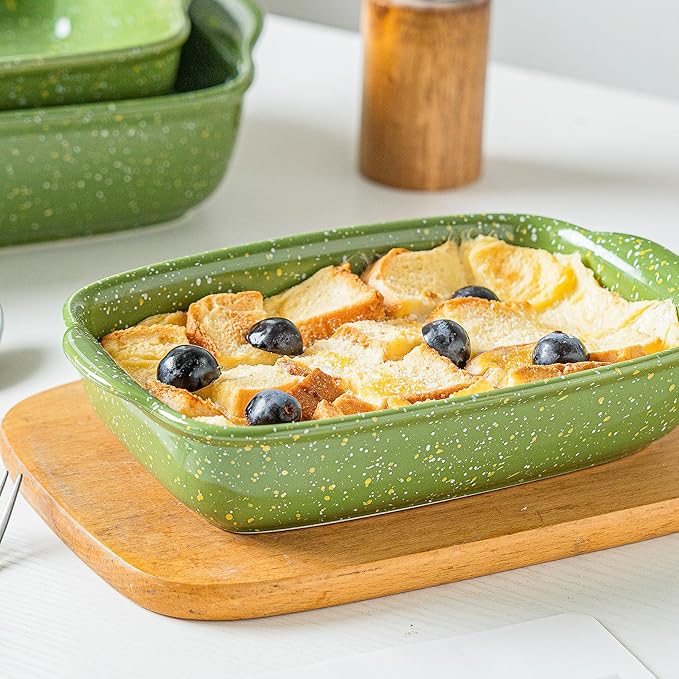 Ceramic Baking Dishes for Oven,Heavy Duty Bakeware Dish Set of 3, Rectangular Casserole,Lasagna Pan