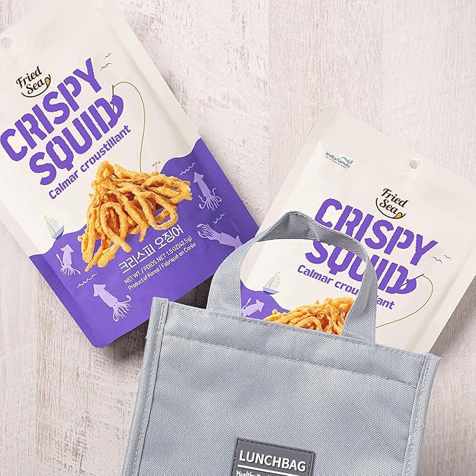 Calamari Chips Made with Real Squid [ 3 PACK ] Crunch + Crispy Healthy Snacks, Low Calorie Finger