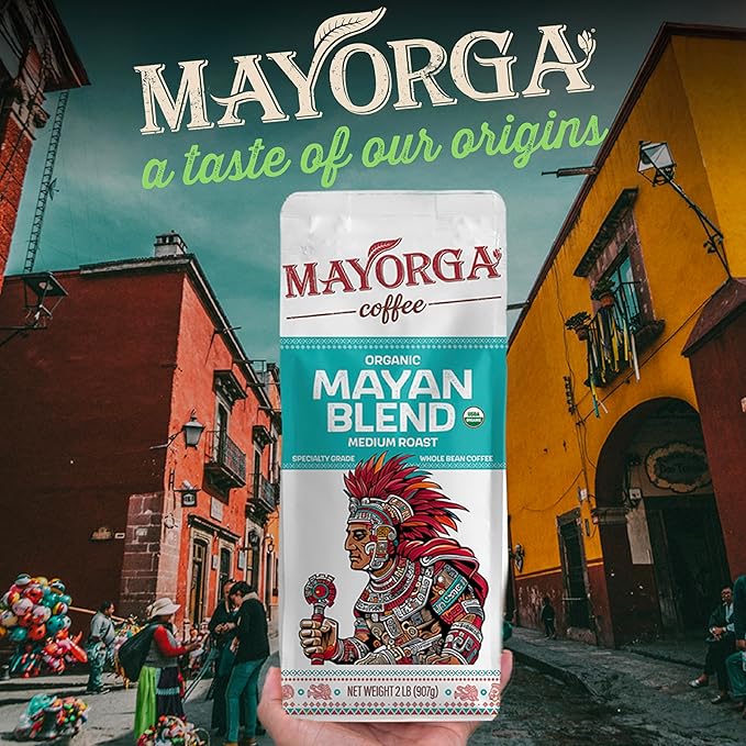 Mayorga Organic Coffee 2lb Mayan Blend - Medium Roast Whole Bean Coffee Specialty Grade, 100%