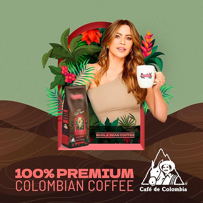Dios Mio Coffee by Sofia Vergara, Dark Roast, Whole Bean Premium Colombian Coffee, 12 Ounce Bag