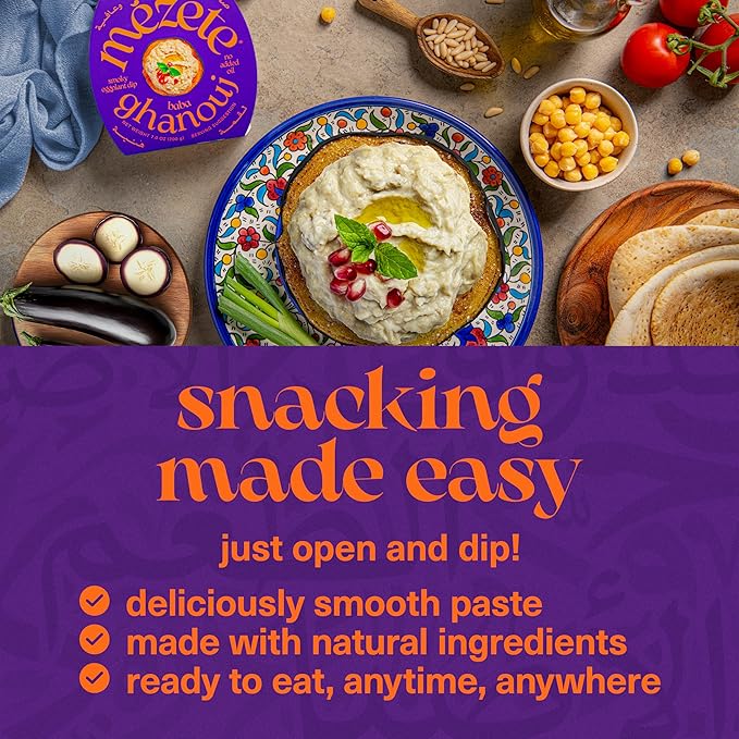 Mezete Gourmet Dips | No Added Oils or Sugar | Roasted Eggplant Spread and Dip | Authentic Middle