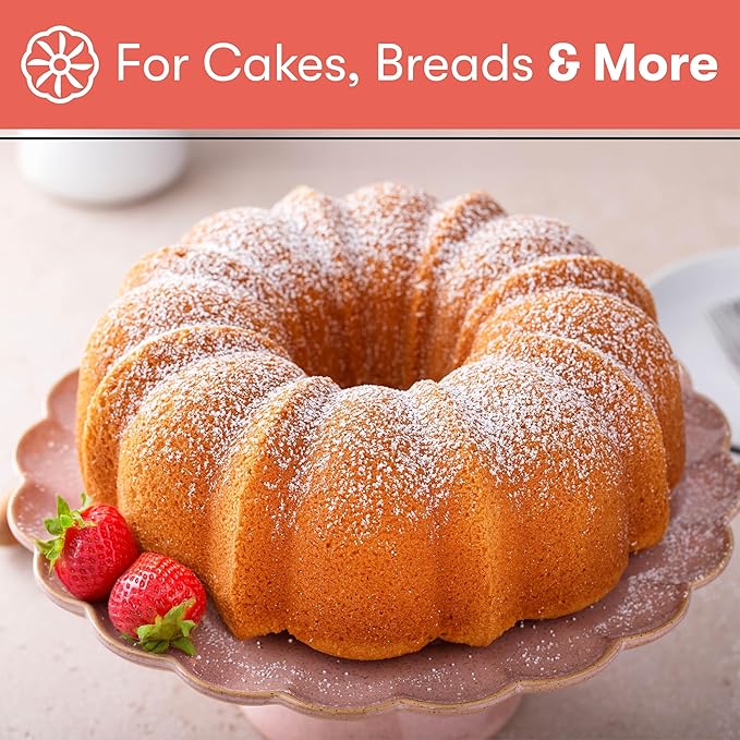 Cooking Light Heavy Duty Nonstick Bakeware Carbon Steel Fluted Tube Bundt Pan with Quick Release